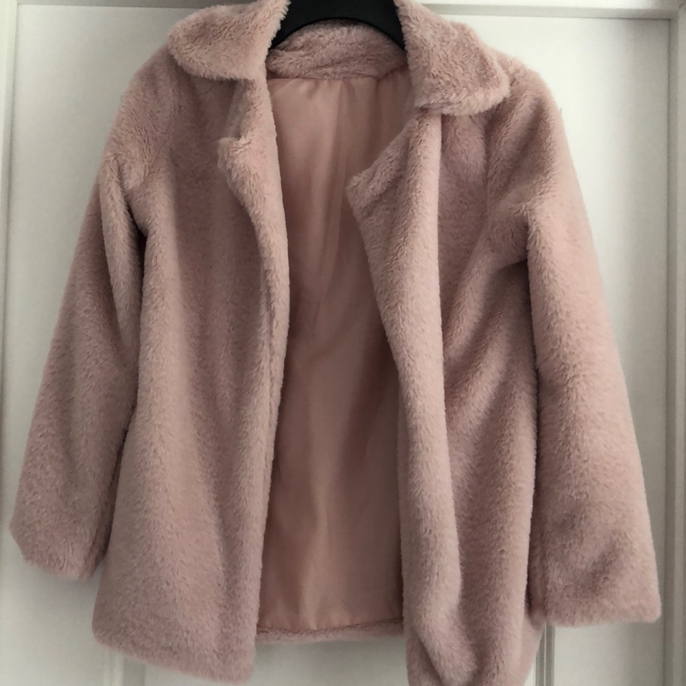 Dusty rose pink , fur coat